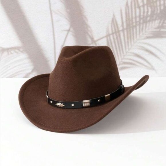 Brown Western Cowboy, Cowgirl Hat, Silver Diamond Band‎ – Unisex Rodeo Hat - Picture 1 of 5